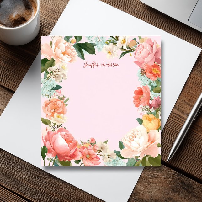 Soft Pink Peonies Modern Floral Notepad (Soft Pink Peonies Modern Floral Notepad)
