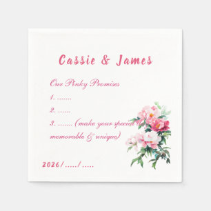 Soft Pink Peony & Eucalyptus Floral Unique Wedding Napkins