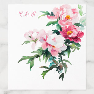 Soft Pink Peony & Eucalyptus Floral Wedding Envelope Liner