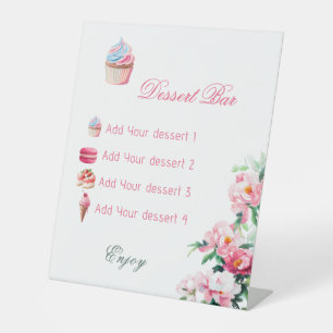 Soft Pink Peony & Eucalyptus Floral Wedding Pedestal Sign