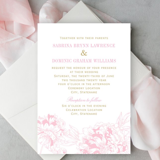 Soft Pink Peony Garden Wedding Invitation (Creator Uploaded)