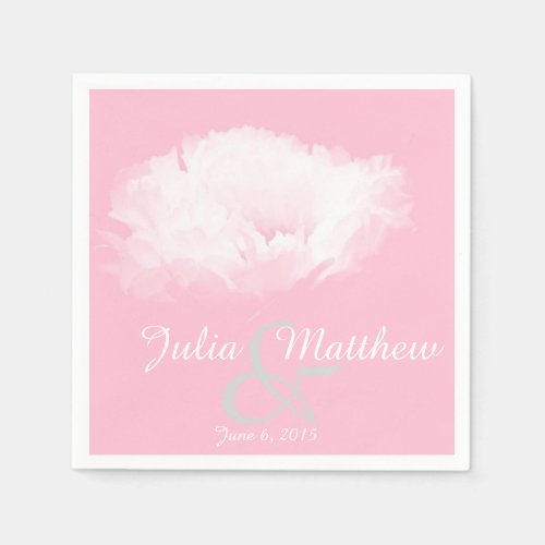 Soft Pink Peony Personalized Wedding Paper Napkin