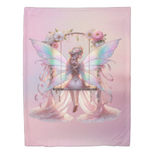 Soft Pink Peony Swing Fairy Princess Girls Duvet Cover