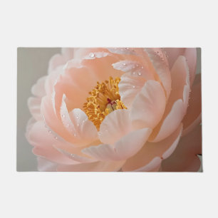 Soft Pink Peony with Dewdrops Doormat