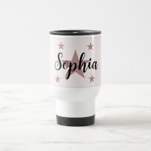 Soft Pink Personalized Starry Travel Mug