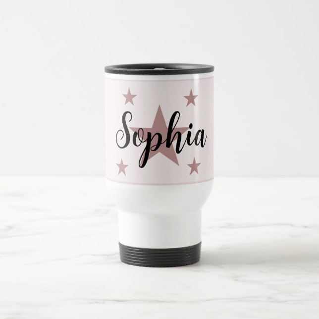 Soft Pink Personalized Starry Travel Mug (Center)