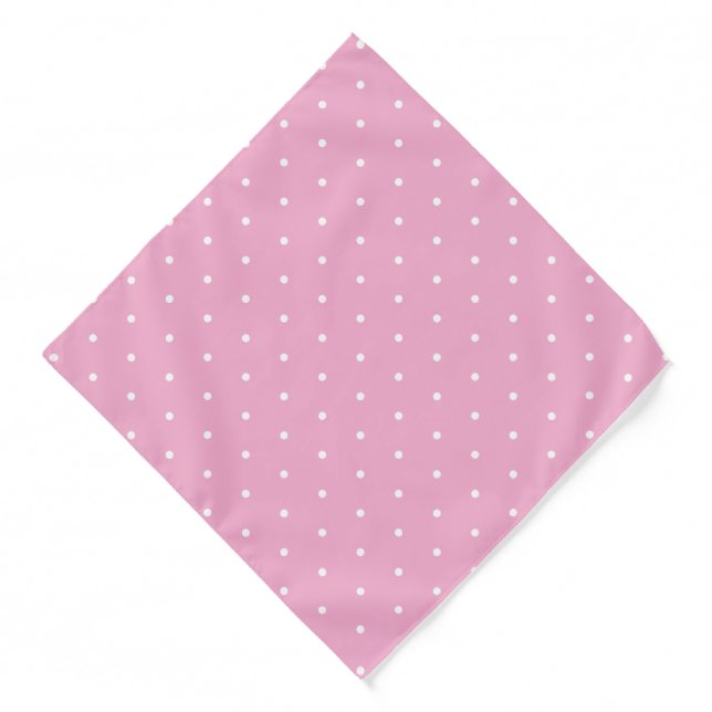Soft Pink Pet 22 Inch Sqr Bandana with White Dots (Front)