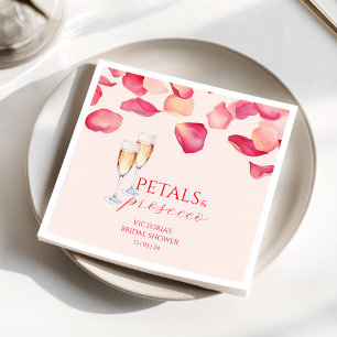 Soft Pink Petals and Prosecco Bridal Shower Napkins