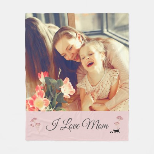 Soft Pink Photo Mothers Day  Fleece Blanket