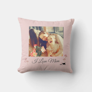 Soft Pink Photo Mother's Day Throw Pillow