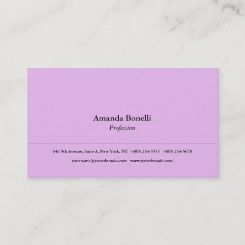 Soft Pink Plain Minimalist Elegant Professional Business Card