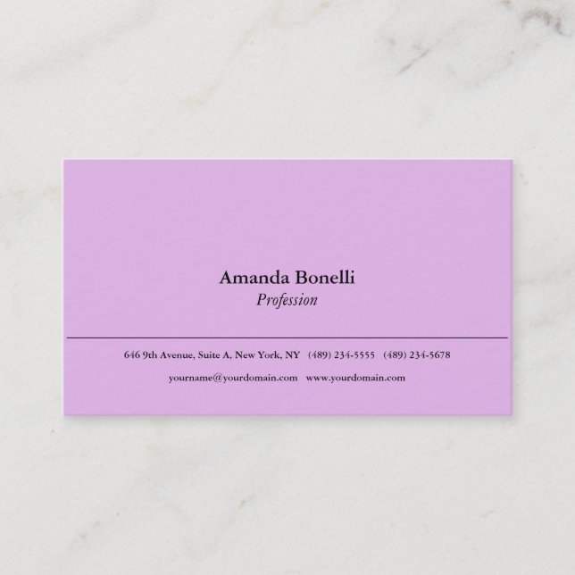 Soft Pink Plain Minimalist Elegant Professional Business Card (Front)