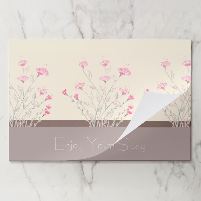 Soft Pink Plum and Cream Flowered Paper Placemat (Folded)
