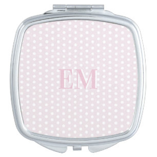 Soft Pink Polka Dot Modern Brand Monogram   Compact Mirror