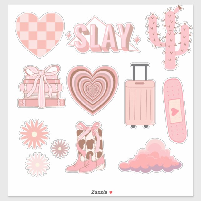 soft pink preppy sticker (Sheet)