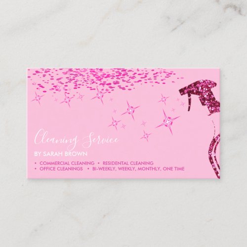 Soft Pink Pro Maid Cleaning House Sparkling Spray Business Card