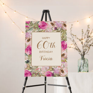 Soft Pink Purple Floral 60th Birthday Foam Board