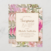 Soft Pink Purple Floral Surprise 75th Birthday Invitation (Front/Back)