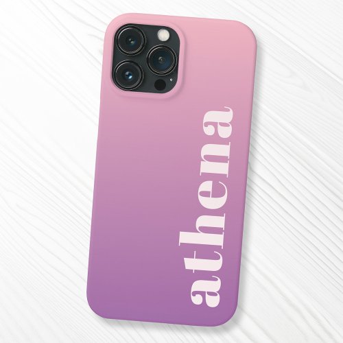 Soft pink purple gradient custom name iPhone 13 pro max case