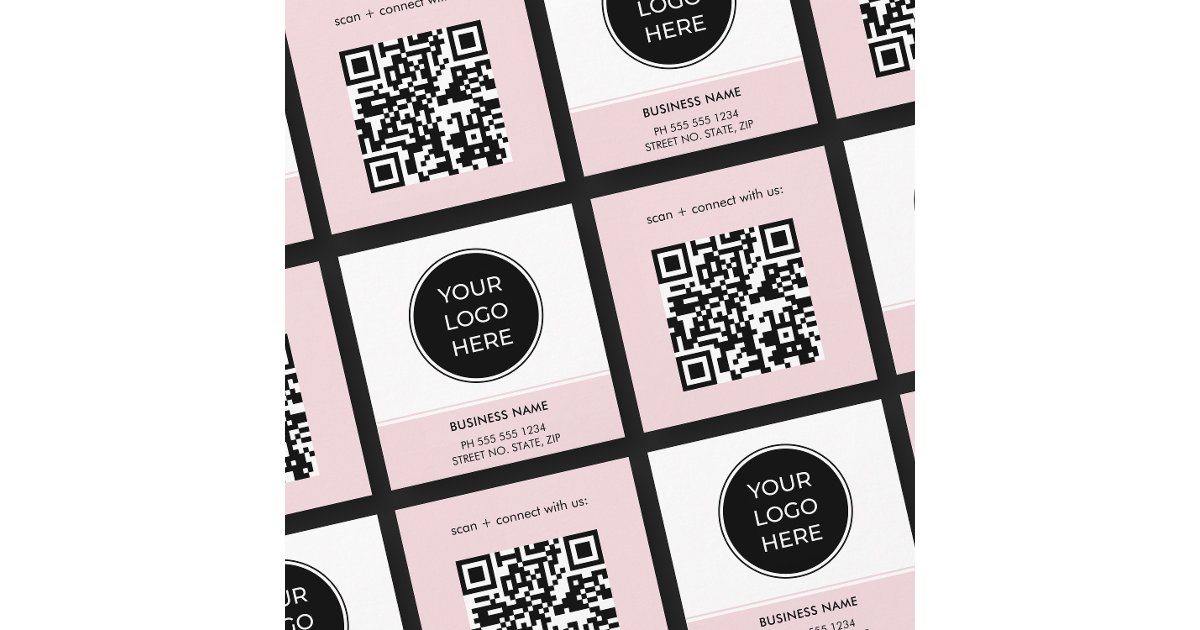 Soft Shade Qr Code Soft Pink QR Code Logo Square Business Card | Zazzle