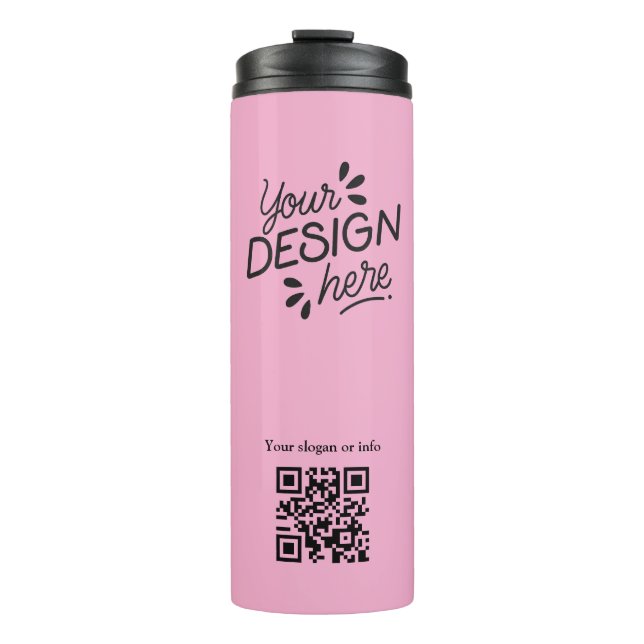 Soft Pink QR Code Slogan Personal Tumbler (Front)