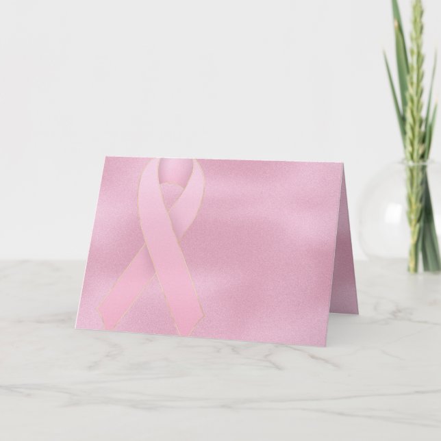 Soft Pink Ribbon Breast Cancer Greeting Card (Front)