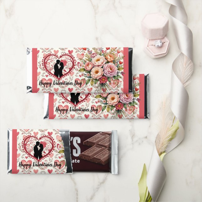 Soft Pink Romantic Valentine Chocolate Bar Wrapper (Front)