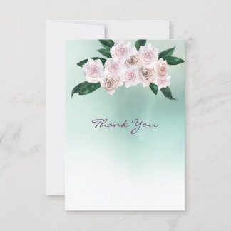 Soft Pink Rose Blossoms Wedding Thank You Card
