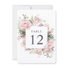 Soft Pink Rose Botanical 5x7 Table Number Cards