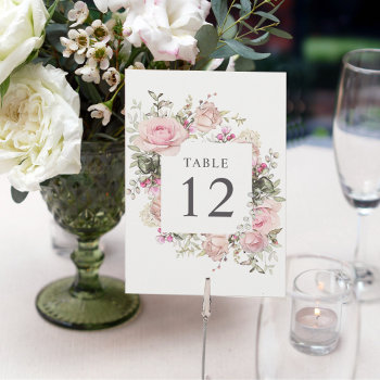 Soft Pink Rose Botanical 5x7 Table Number Cards by Oasis_Landing at Zazzle