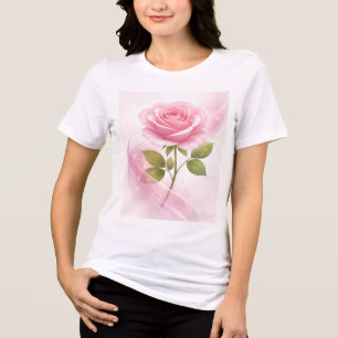 Soft Pink Rose Floral Art Women’s Tri Blend Tri-Blend Shirt