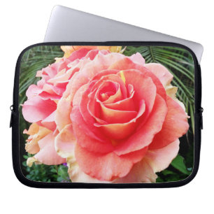 Soft pink rose flower close-up photo modern bold laptop sleeve
