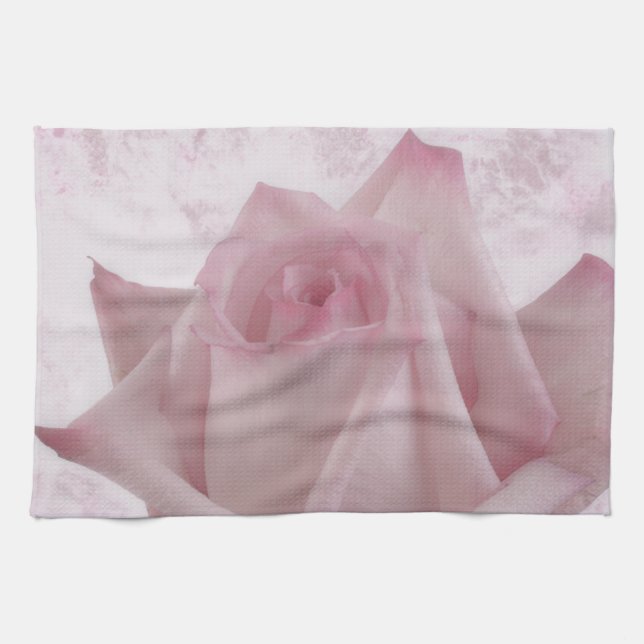 Soft Pink Rose Flower Towel (Horizontal)