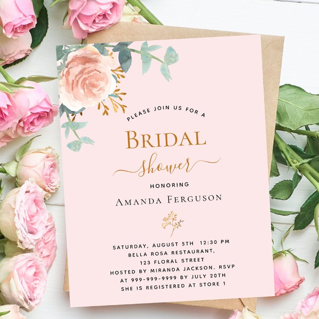 Soft pink rose gold floral budget Bridal Shower (Creator Uploaded)