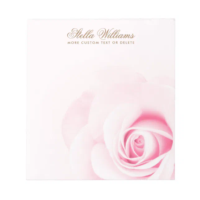 Soft pink rose personalized name or text notepad | Zazzle