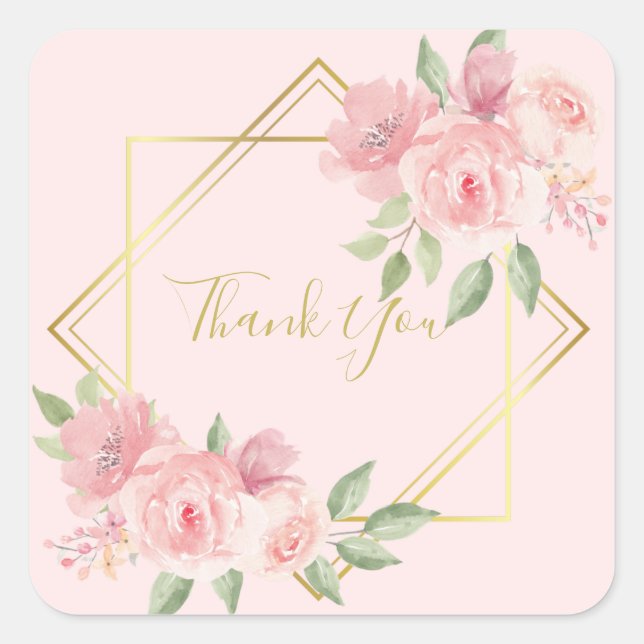 Soft pink rose square sticker (Front)