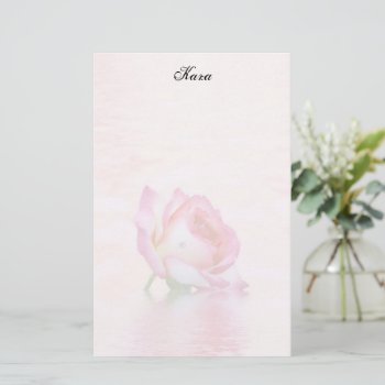 Soft Pink Rose Stationery by FairyWoods at Zazzle