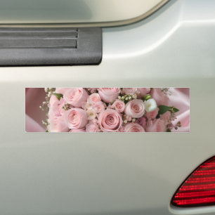 Soft Pink Rose Wedding Bouquet, Bumper Sticker