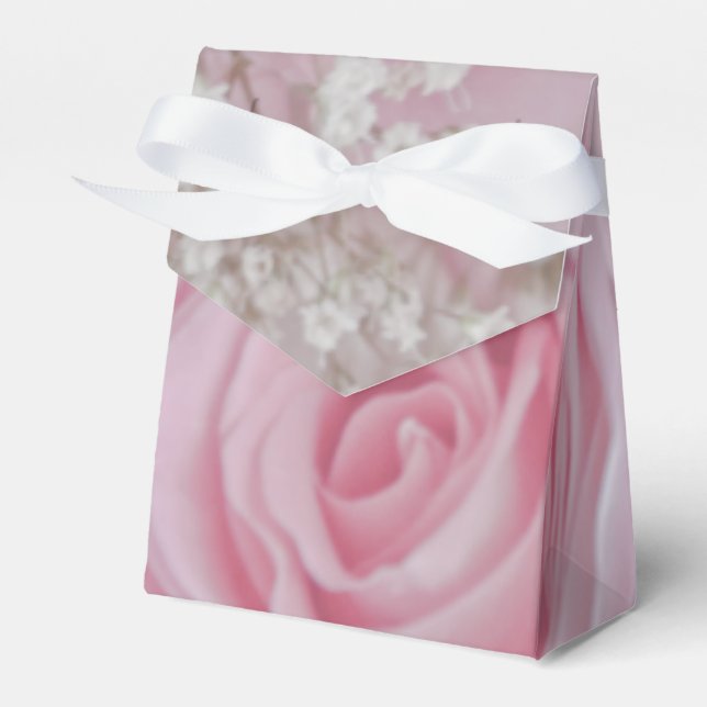 Soft Pink Roses and Baby's Breath Favor Boxes (Front Side)