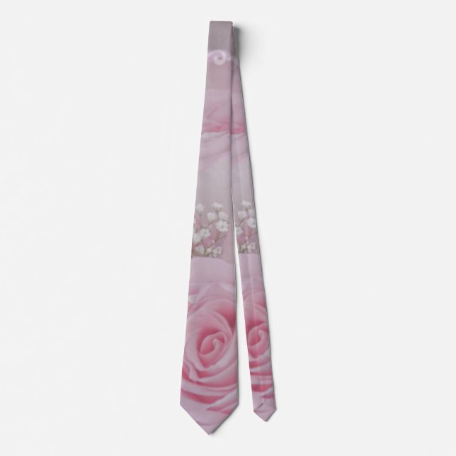 Soft Pink Roses and Baby's Breath Neck Tie (Front)