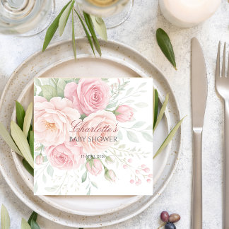 soft pink roses floral spring summer napkins