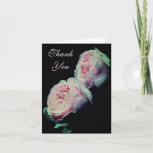 Soft Pink Roses Flower Thank You Card