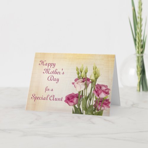 Soft Pink Roses for Aunt on Mothers Day Card