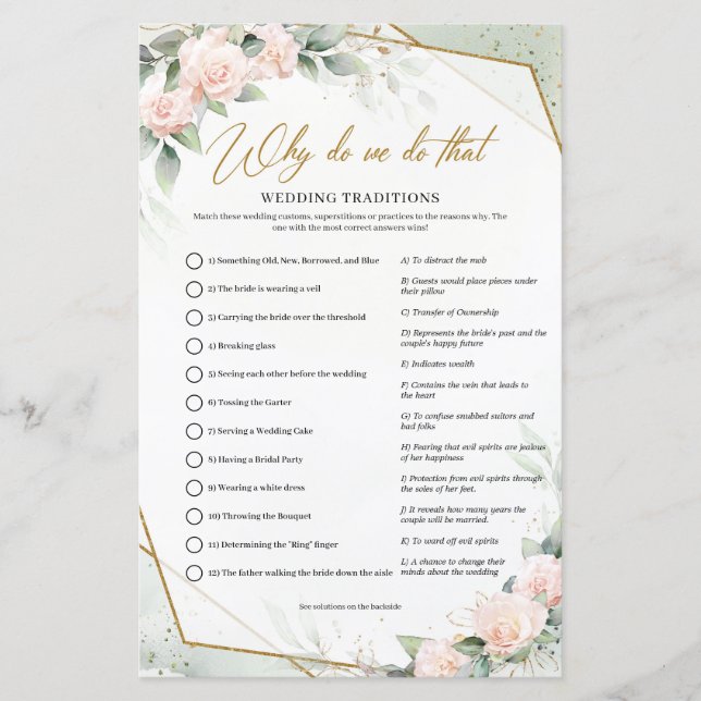 Soft pink roses greenery gold Why do we do that (Front)