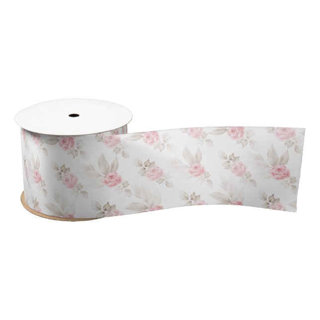 Soft Pink Roses  Satin Ribbon (Spool)