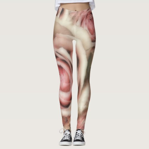 Soft Pink Roses Soft Chic Unique Leggings