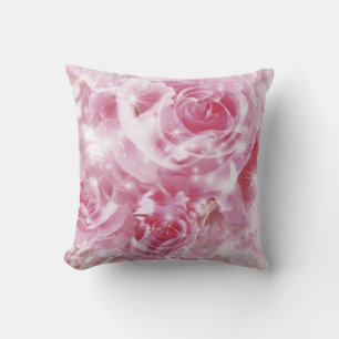 Soft Pink Roses Throw Pillow