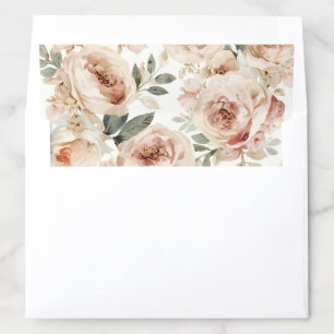 Soft Pink Roses Watercolor Floral Print Botanical Envelope Liner