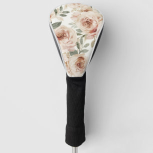 Soft Pink Roses Watercolor Floral Print Botanical Golf Head Cover