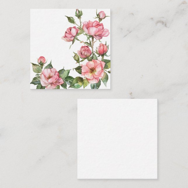 Soft Pink Roses Watercolor Note Card (Front/Back)